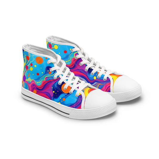 Colorful High Top Sneakers with Abstract Design, Unique Sneakers for Women, Trendy Artistic Footwear, Fashionable High Tops, Perfect [...]