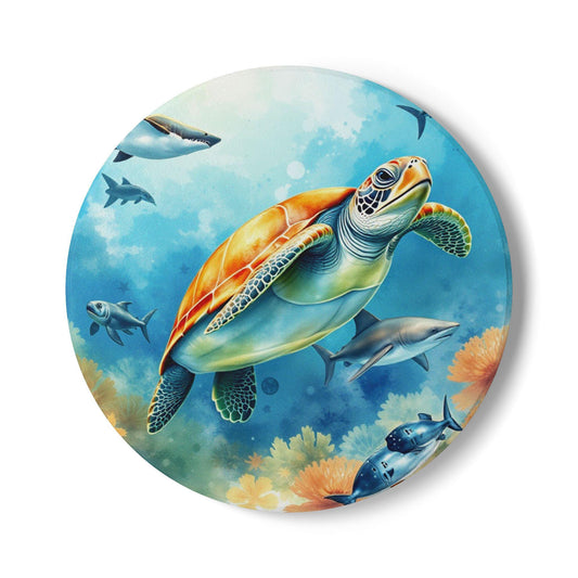 Ocean Life Ceramic Coaster Set, Turtle Design, Beach Decor, Eco-Friendly Coaster, Gift for Sea Lovers, Nautical Home Accent
