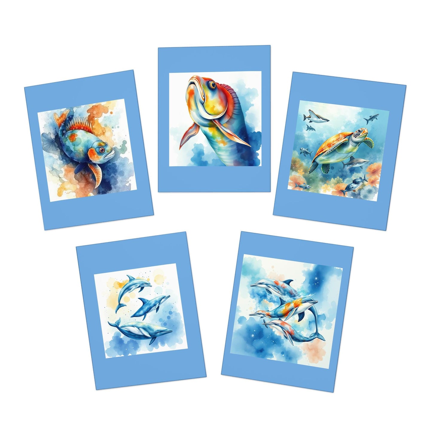 Vibrant Watercolor Fish Greeting Cards, Handcrafted Note Cards, Perfect for Birthdays, Thank You, or Any Occasion