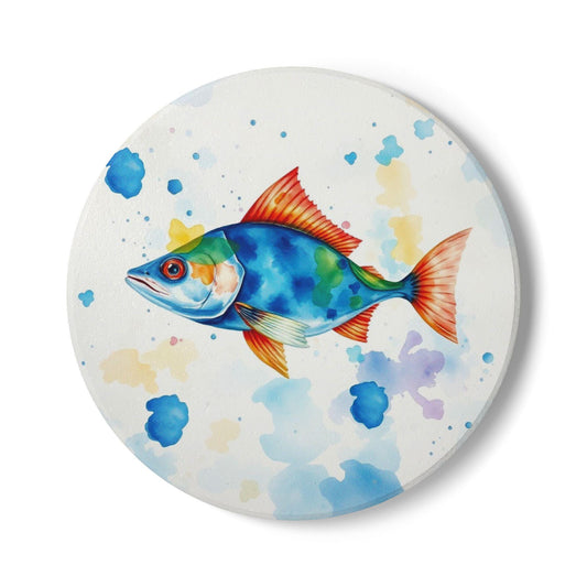 Colorful Fish Ceramic Coaster - Vibrant Home Decor, Ocean Theme, Gift for Aquarium Lovers, Kitchen Decor, Summer Vibes