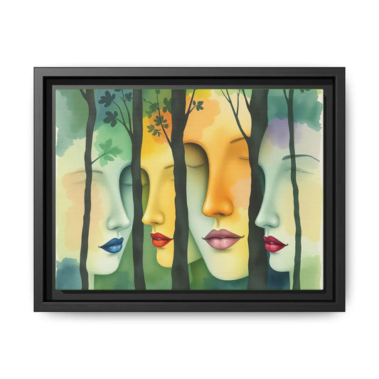 Framed Canvas Wall Art - Multi-Color Abstract Faces, Home Decor, Unique Gift for Art Lovers, Contemporary Design, Gallery Wall Decoration