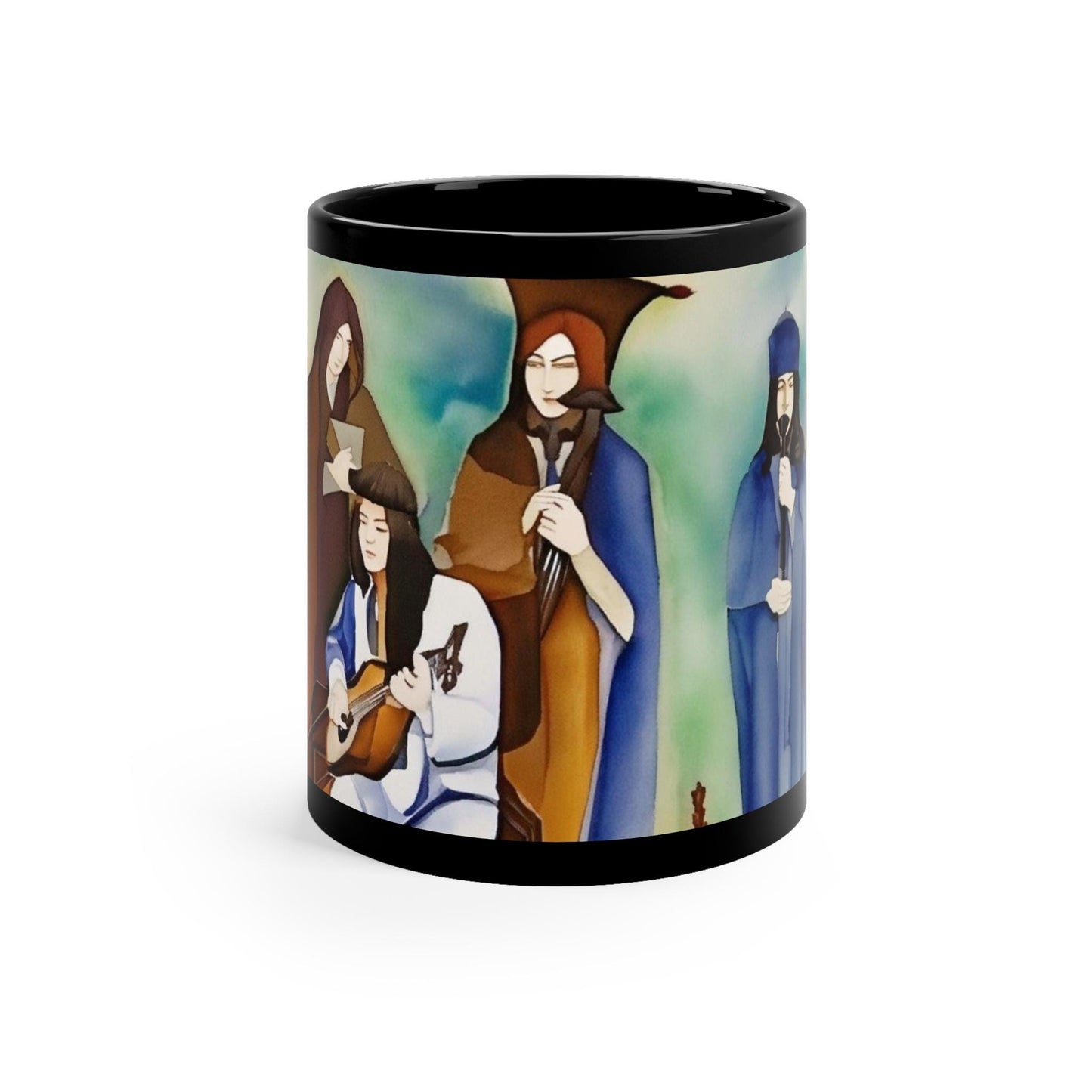 Artistic Black Coffee Mug, 11oz, Unique Gift, Artisan Design, Home Decor, Art Lover's Mug, Coffee Lover's Gift, Collectible Drinkware