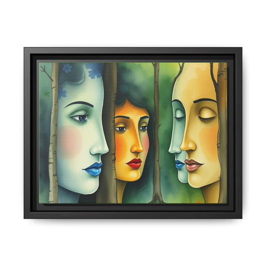 Multi-Color Framed Canvas Art for Home Decor, Beautiful Women in Nature Art, Wall Art, Living Room Decor, Gift for Art Lovers